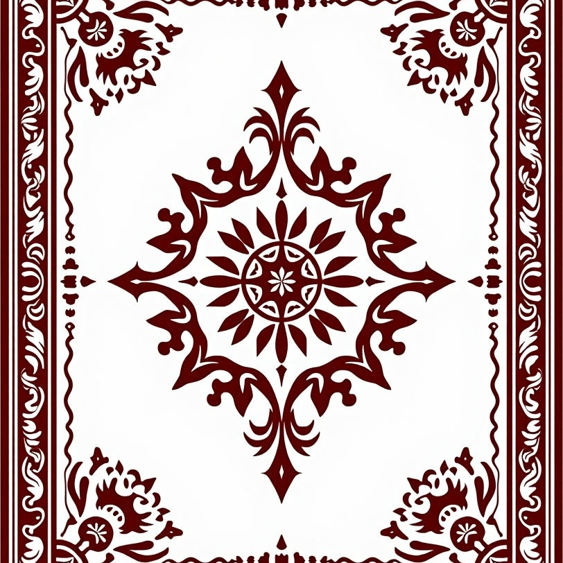 Medallion Flourish Design with Botanical Border Frame (Brown) - ODIKA