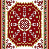 Classic Interlocking Festive Snow Medallion with Vintage Borders(Red)