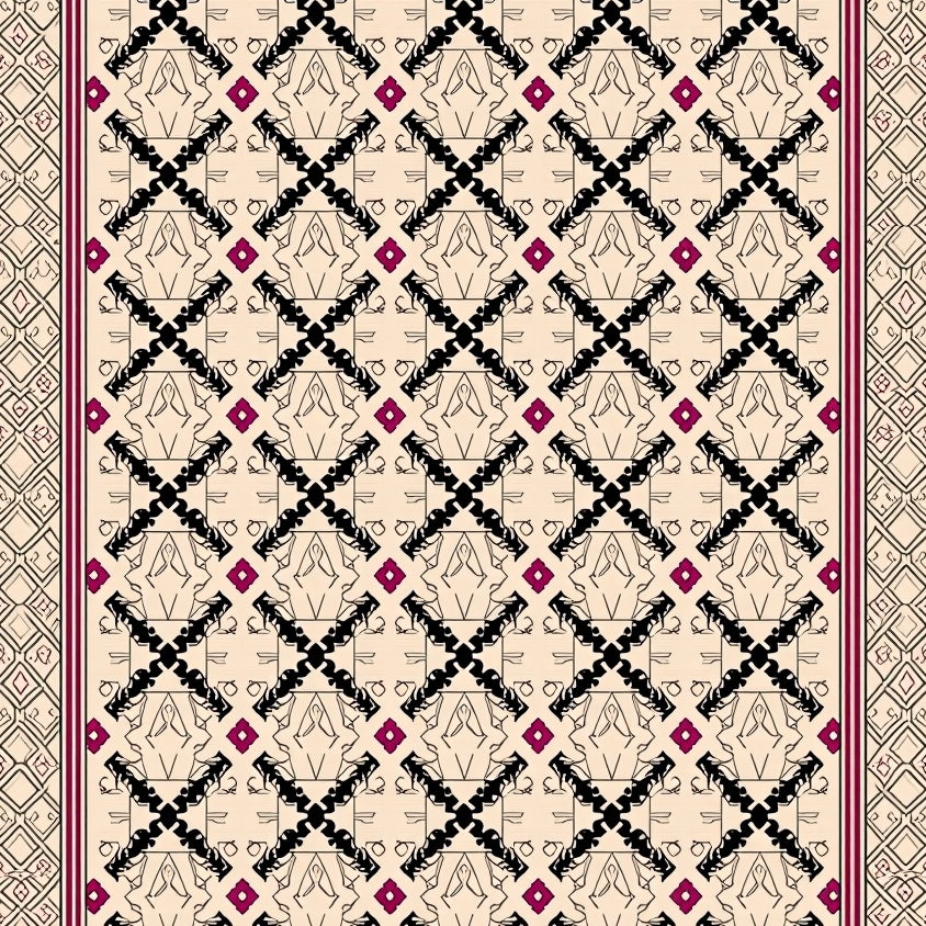 Lattice Network with Crosshatch Accent (Beige) - ODIKA