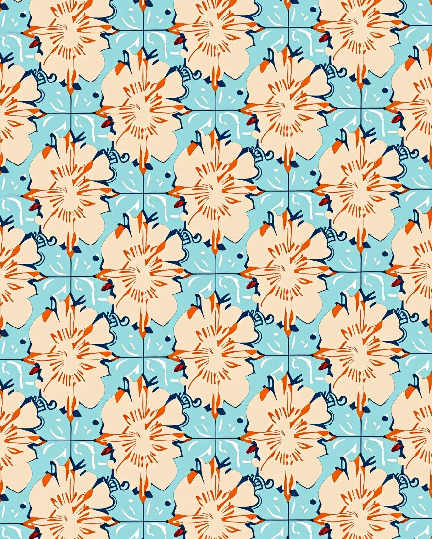 Contemporary Boho Lattice with Delicate Sunburst Details (Blue) - ODIKA