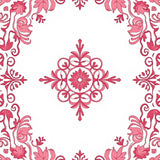 Vintage Blossom Medallion With Ornate Botanical Filigree Motifs (Pink)