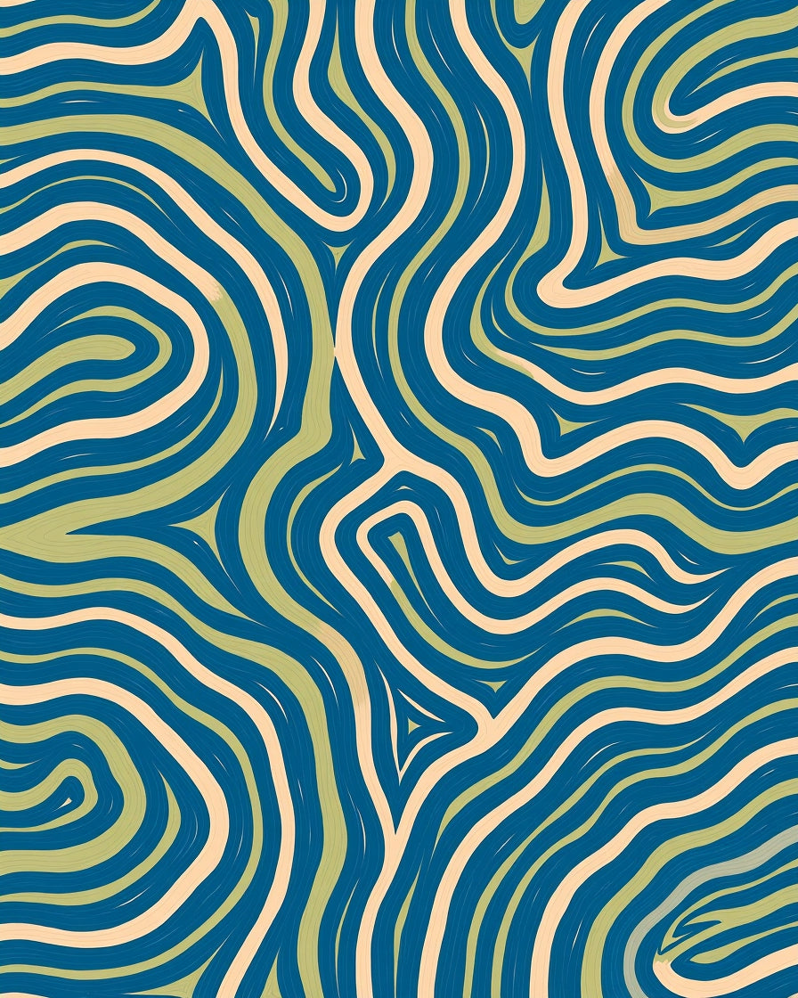 Abstract Wave Inspired with Fluid Shapes and Accent Details (Blue) - ODIKA