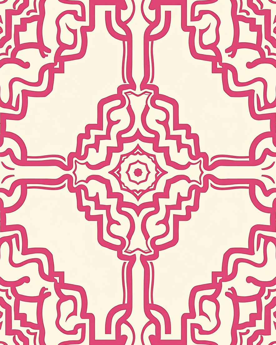 Symmetrical Hexagon Trellis Medallion (Pink) - ODIKA