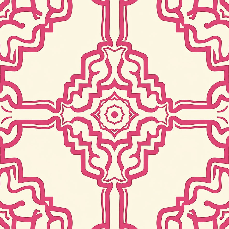 Symmetrical Hexagon Trellis Medallion (Pink) - ODIKA