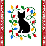 Festive Cat Lights Tangle Holiday Whimsy Design(Red)