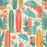 Hawaiian Surf Retro Beach Scene(Beige)