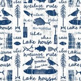 Lake Rules Entry Rug Funny Lake Saying Porch Carpet(Blue)