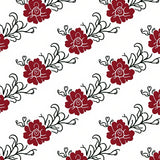 Peony Scroll Indoor Traditional Floral (Red) - ODIKA