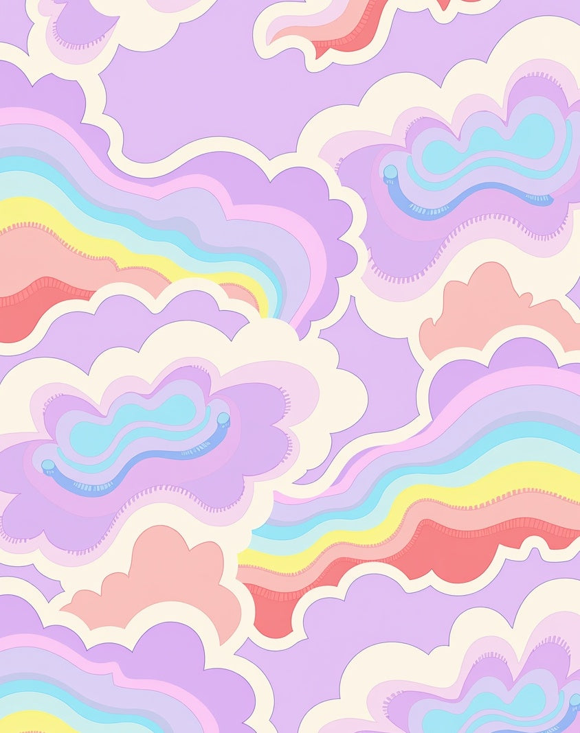 Enchanted Dreamscape Swirl with Whimsical Cloud Formations (Purple) - ODIKA