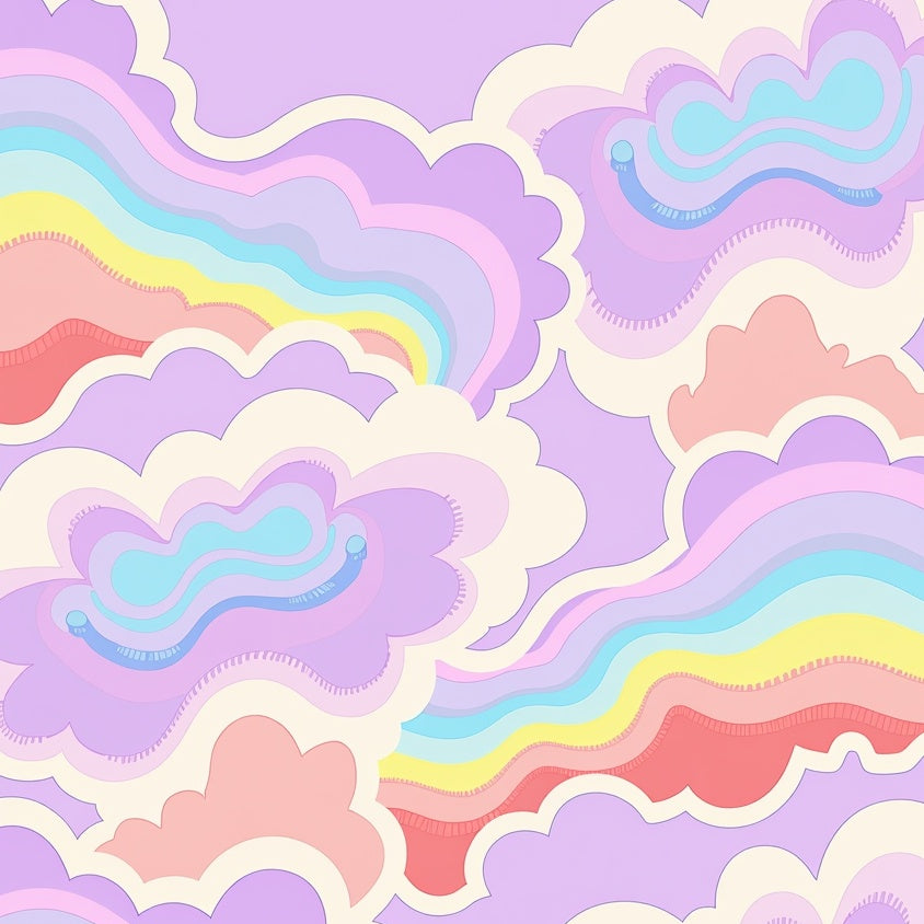 Enchanted Dreamscape Swirl with Whimsical Cloud Formations (Purple) - ODIKA