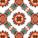 Interlocking Sunburst Medallion with Autumn Botanical Motifs(Orange)