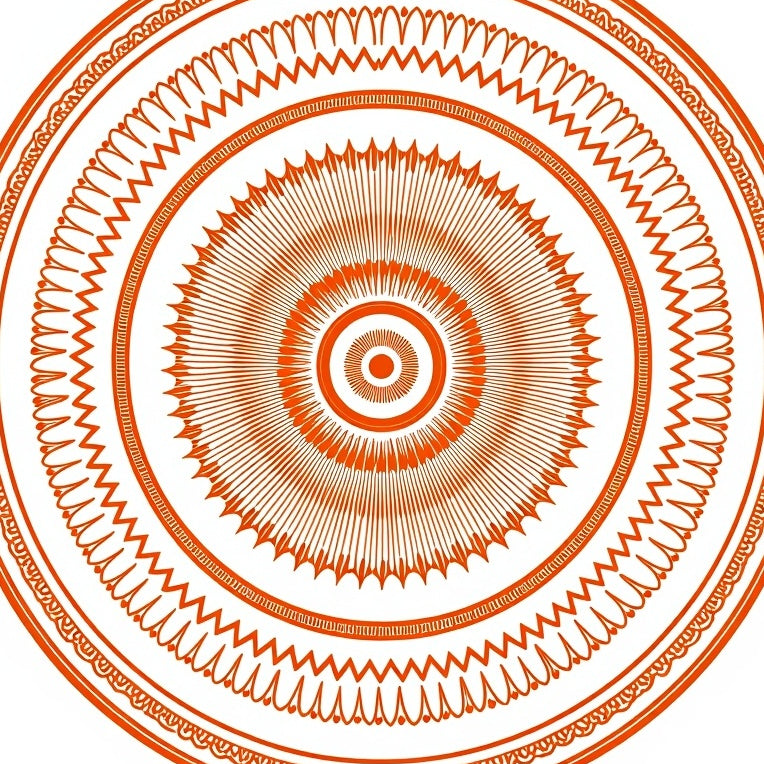 Starburst Medallion with Intricate Radial Ornamental (Orange) - ODIKA