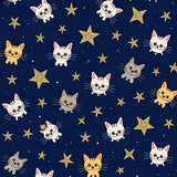 Cartoon Kitty Constellation Map with Twinkling Accent(Blue)
