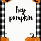 Hey Pumpkin Area Rug Thanksgiving Plaid Entrance Decor(Black)