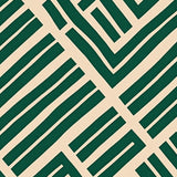 Abstract Crosshatch Plaid Art with Bold Motifs(Beige)