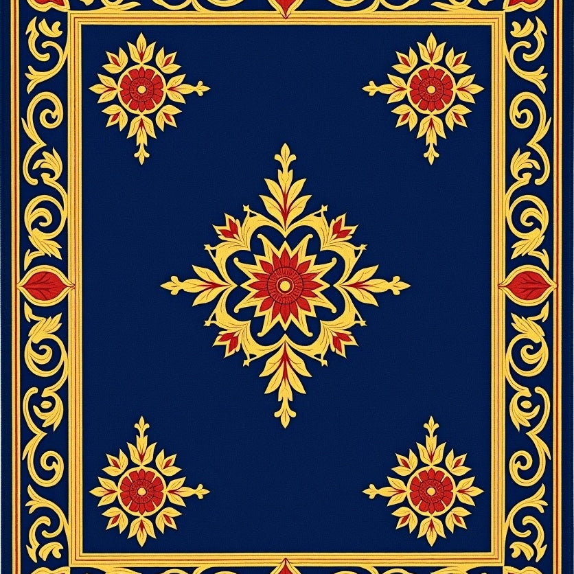 Floral with Twisting Leafwork Borders (Blue) - ODIKA