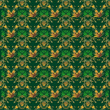Festive Pinecone Lattice with Stylized Botanical(Green)