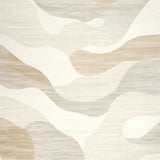 Chic Minimalist Area with Elegant Beige Waves and Swirls(Beige)