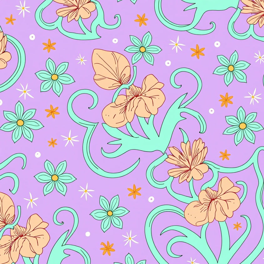 Lavender Dreamscape With Ornate Interlocking Floral Motifs (Purple) - ODIKA