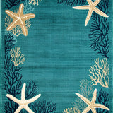 Coastal Serenity Starfish Round Accent Dark Turquoise Mocha Beige(Blue)