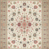 Non Slip with Beige Floral Medallion and Boho Highlights(Ivory)