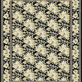 Stylish Black Area Showcasing Artistic Floral Motifs in Beige(Black)