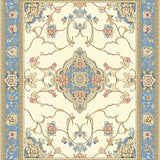 Elegant Beige and Light Blue Ornate Floral Borders(Beige)