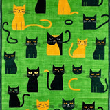 Funny Cat Rug Quirky Kitty Decor Area Rug(Green)