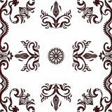 Traditional Damask Scroll Motif Hallway with Flourishes (Brown)