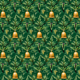 Artisan Evergreen Tilework with Festive Bell Embellishments(Green)