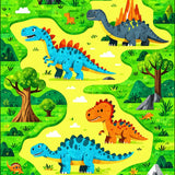 Lively Dinosaur Map Artwork(Blue)