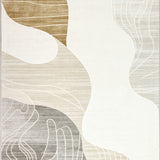 Abstract Swirls Chic Modern Low Pile Non Slip(Beige)