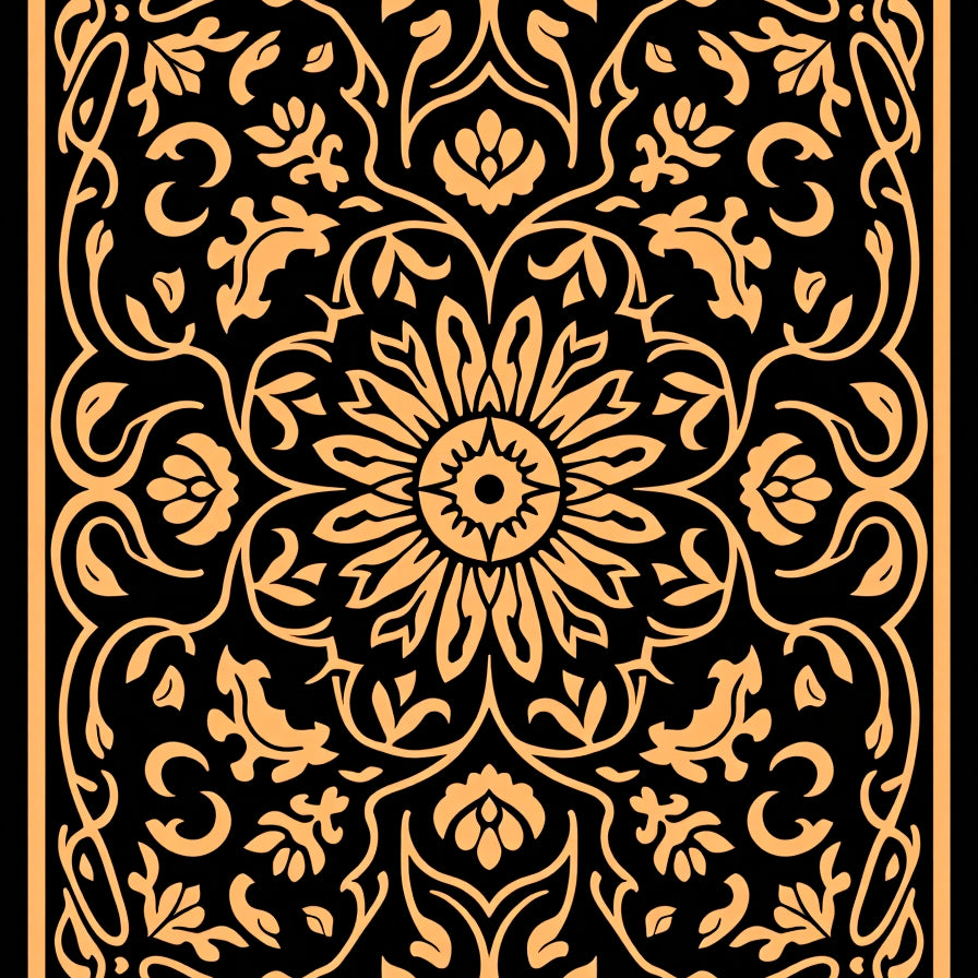 Boho Tapestry with Ornate Floral and Interlocking Vine Accents (Black) - ODIKA