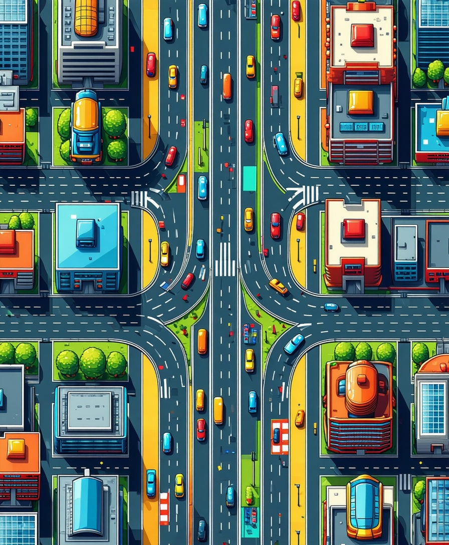 Multicolor Road Playmat for Learning Space(Red) - ODIKA