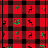 Plaid Reindeer with Holly Leaf Embellishments(Red)