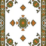 Vintage Inspired Medallion Motif With Burnt Orange And Olive Flourishes(Green)