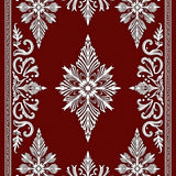Nordic Pine and Snow Blossom Motif with Festive Scrollwork(Red)
