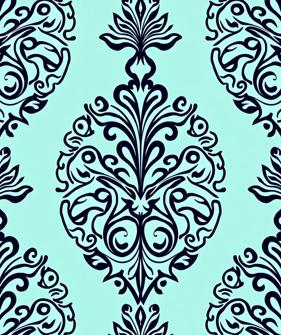 Seaside Damask Elegant Swirl (Blue) - ODIKA
