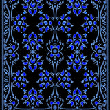 Nocturne Bloom Interlocking Floral Design with Subdued Sapphire Accents(Blue)