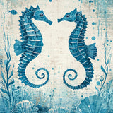 Trendy Ocean Themed with Decorative Seahorse and Shell(Blue)