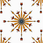 Weathered Compass Rose with Radiating Petal Starbursts (Orange) - ODIKA
