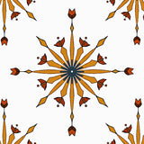 Weathered Compass Rose with Radiating Petal Starbursts (Orange) - ODIKA