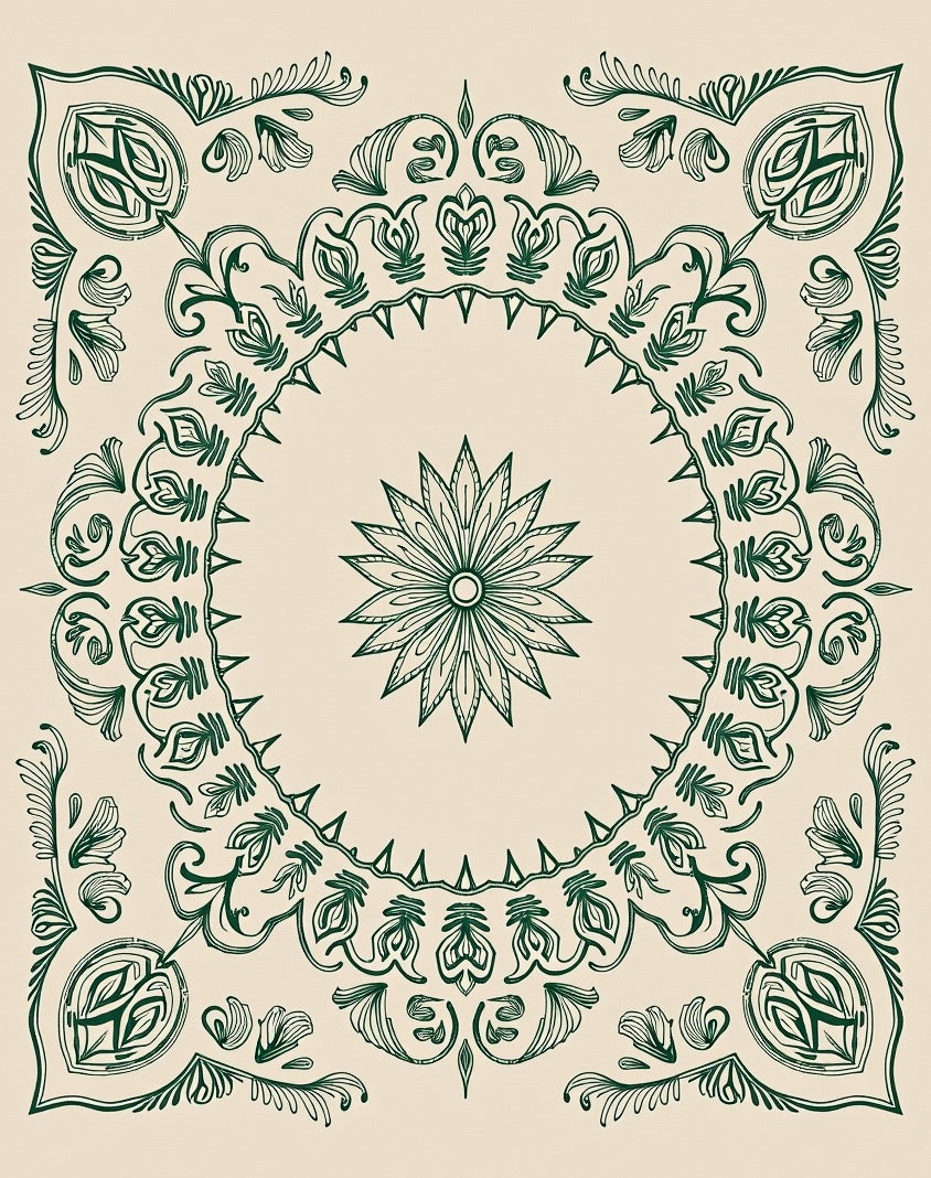 Textured Semi Circular Paisley Motifs with Intricate Swirling Accents (Ivory) - ODIKA