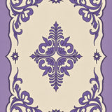 Celestial Medallion Motif with Botanical Scrollwork Accents(Purple)