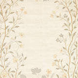 Beige Botanical Runner Featuring Floral Silhouettes and Curved Stems(Beige)
