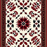 Traditional Lattice Enhanced With Stylized Botanical(Maroon)