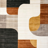 Contemporary Abstract Brown Beige Area with Asymmetric Geometric Borders(Beige)