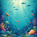 Toddler Alphabet Shape Ocean Animal Classroom Floor(Blue)