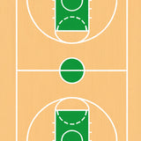Basketball Court Wood Floor Green Key White Lines(Beige)