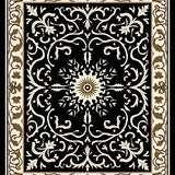 Ornate Baroque Inspired Floral Swirls and Leafy Flourishes(Black)